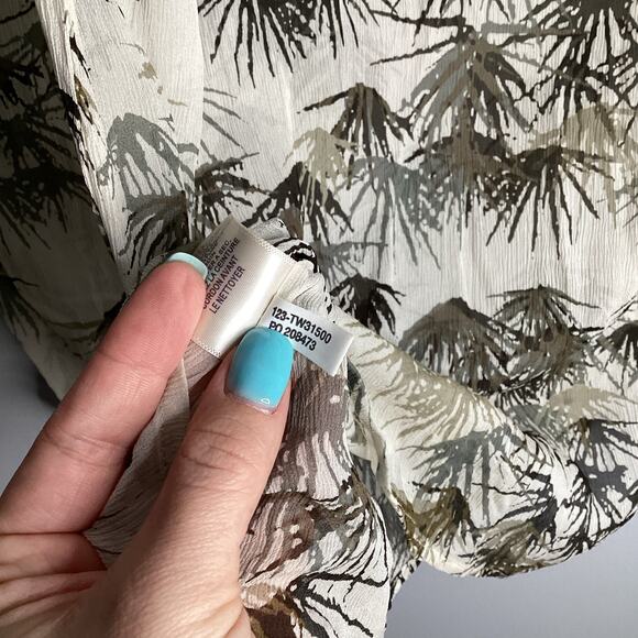 Tommy Bahama Women's Tropical Print Sheer Silk Long Sleeve Tie Front‎ Blouse XS - Picture 5 of 8